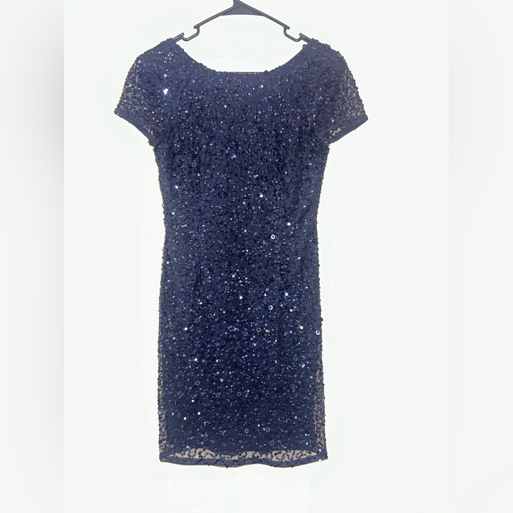 Adrianna Papell Navy Sequin Mini Dress